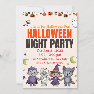 かわいい子供のハロウィン招待状 招待状