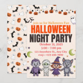 かわいい子供のハロウィン招待状 招待状 (正面/裏面)