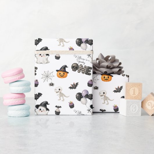 かわいい子供のハロウィン おばけの1歳 ラッピングペーパー (ベビーシャワー)