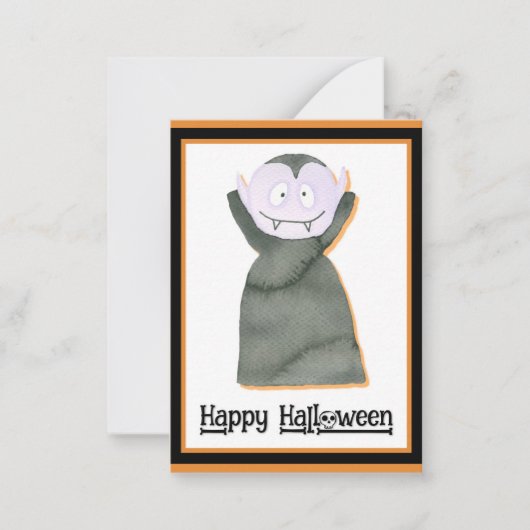 かわいい子供のハロウィーンのドラキュラ吸血鬼 ノートカード (正面)