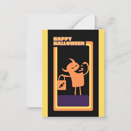 かわいい子供のハロウィーンモンスター　トリックオアトリート ノートカード (正面)