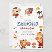 かわいい子供のバスケットボール 招待状 (正面)