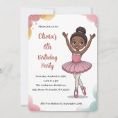 かわいい子供のバレリーナの誕生日 招待状 (正面)