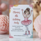 かわいい子供のバレリーナの誕生日 招待状
