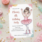 かわいい子供のバレリーナの誕生日 招待状