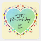 かわいい子供のバレンタインハート スクエアシール (正面)