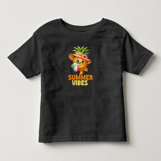 かわいい子供のパイナップルサマーヴァイブ トドラーTシャツ (正面)