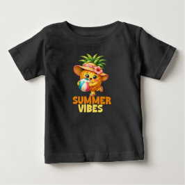 かわいい子供のパイナップルサマーヴァイブ ベビーTシャツ