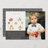 かわいい子供のパーティー子犬の写真任意の年齢誕生日 サンキューカード (正面/裏面)