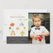 かわいい子供のパーティー子犬の写真任意の年齢誕生日 招待状 (正面)