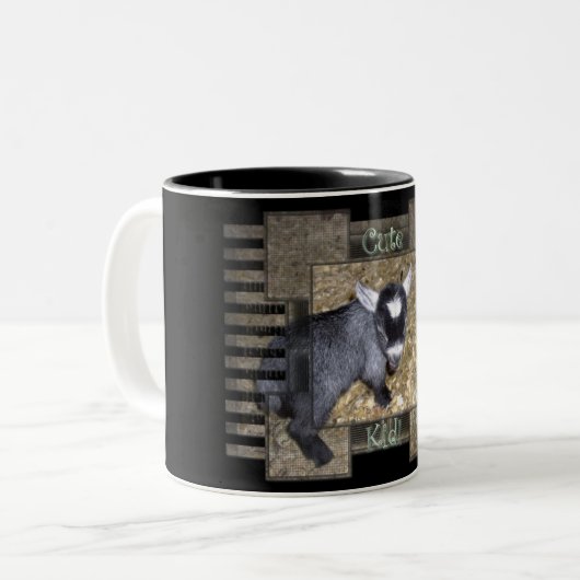かわいい子供のピグミーのヤギのマグ ツートーンマグカップ (正面左)