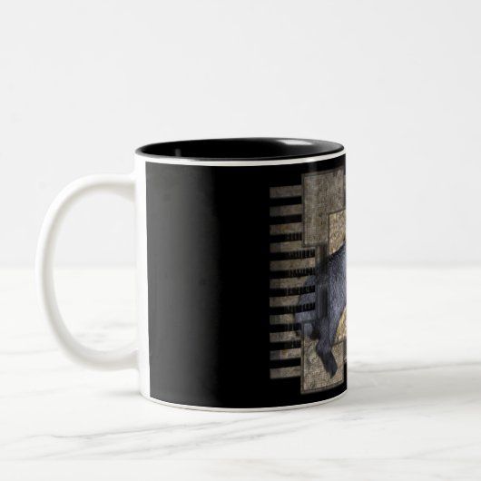 かわいい子供のピグミーのヤギのマグ ツートーンマグカップ (左)