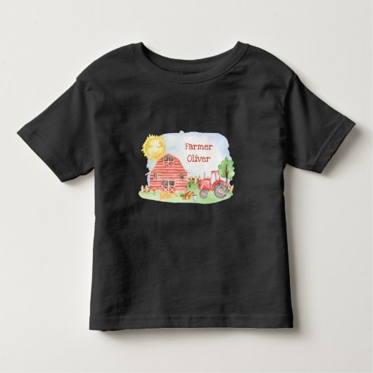 かわいい子供のファーマー名前入り トドラーTシャツ (正面)