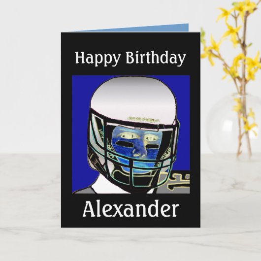 かわいい子供のフットボールのパーソナライズなバースデー・カード カード (黄色い花)