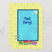 かわいい子供のプールのパーティの招待状のテンプレート 招待状 (正面/裏面)