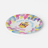 かわいい子供のベビーのフクロウの誕生日 ペーパープレート (アングル)