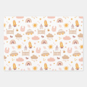 かわいい子供のベビーパターン。動物おもしろい玩具子供部屋 ラッピングペーパーシート (正面3)