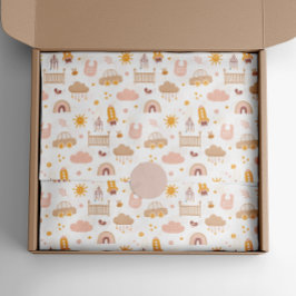 かわいい子供のベビーパターン。動物おもしろい玩具子供部屋 薄葉紙