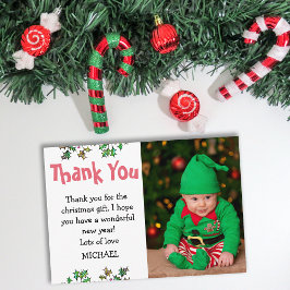 かわいい子供のホリーデイの写真クリスマス サンキューカード