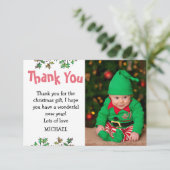 かわいい子供のホリーデータの写真クリスマス サンキューカード (スタンド正面)
