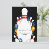 かわいい子供のボウリング誕生日 サンキューカード (スタンド正面)