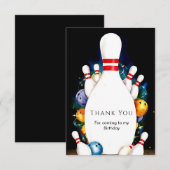 かわいい子供のボウリング誕生日 サンキューカード (正面/裏面)