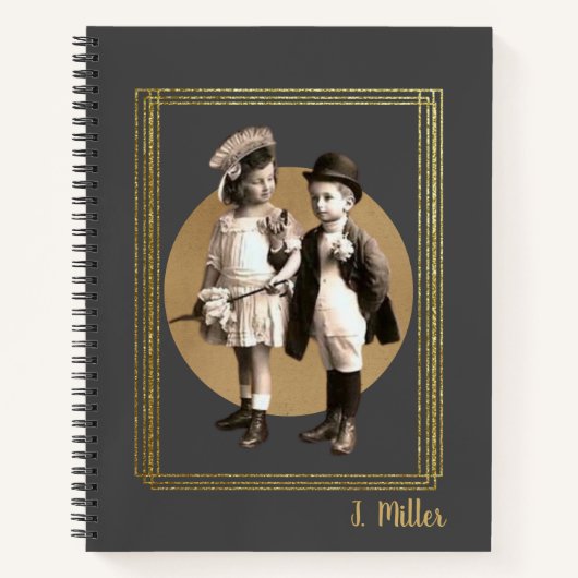 かわいい子供のヴィンテージ フォトフレーム カットアウト ノートブック (正面)