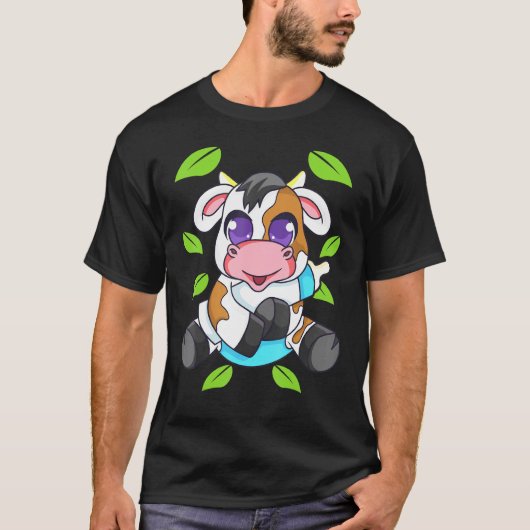 かわいい子供の仔牛の農場の動物 Tシャツ (正面)