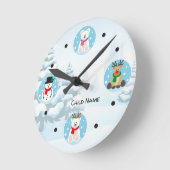 かわいい子供の冬のワンダーランドクリスマスラウンドクロック ラウンド壁時計 (傾斜)