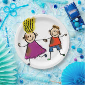かわいい子供の友人の兄弟姉妹の双生児の誕生会 ペーパープレート (パーティー)