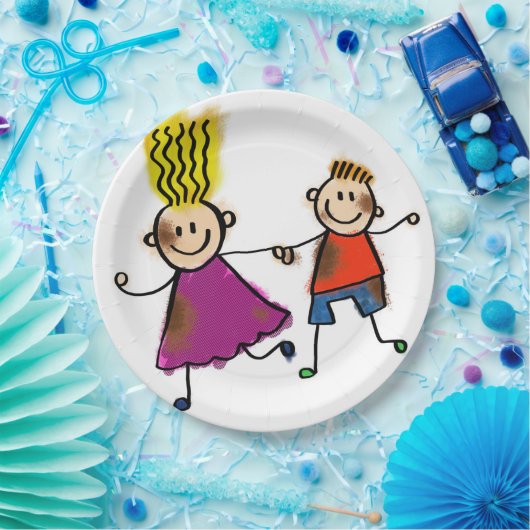 かわいい子供の友人の兄弟姉妹の双生児の誕生会 ペーパープレート (パーティー)