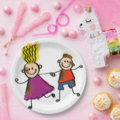 かわいい子供の友人の兄弟姉妹の双生児の誕生会 ペーパープレート (パーティー)