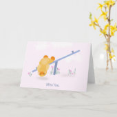 かわいい子供の友達が恋しいよ、思い出してね カード (黄色い花)