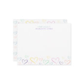 かわいい子供の名前のカラフルなハート ノートカード (正面/裏面インサイチュ)