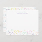 かわいい子供の名前のカラフルなハート ノートカード (正面/裏面)