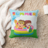 かわいい子供の夏水プールのおもしろいの装飾用クッション クッション (ブランケット)