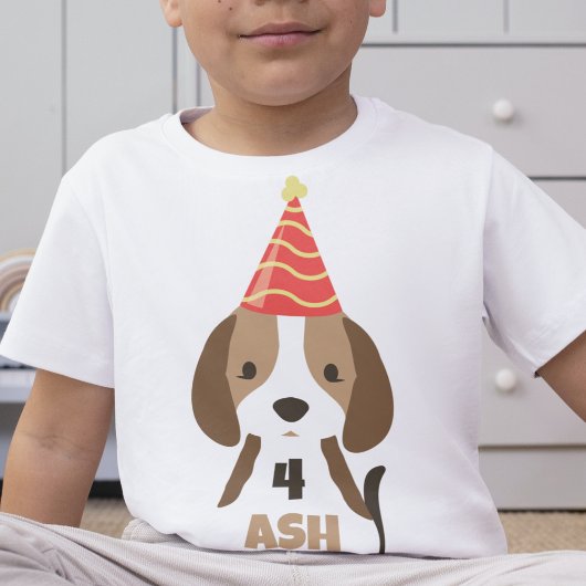 かわいい子供の子犬の名前と年齢の誕生日 トドラーTシャツ