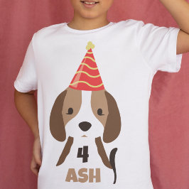 かわいい子供の子犬の名前と年齢の誕生日 トドラーTシャツ