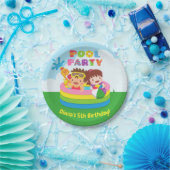 かわいい子供の小型プールの誕生会の紙皿 ペーパープレート (パーティー)