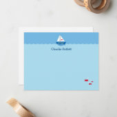 かわいい子供の帆船 ノートカード (正面/裏面インサイチュ)