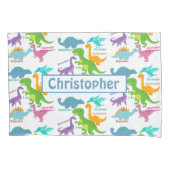 かわいい子供の恐竜と名前 枕カバー (正面)