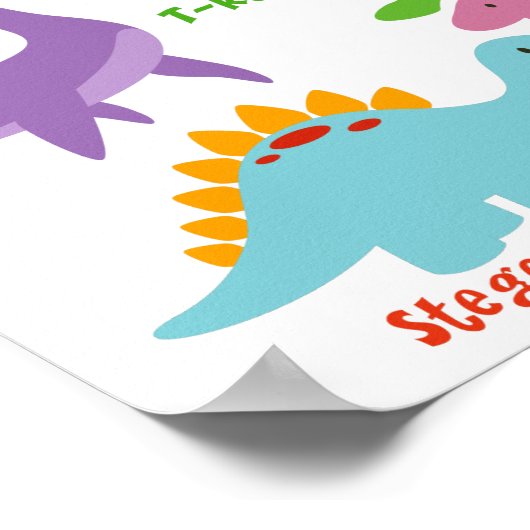 かわいい子供の恐竜の寝室 ポスター (角)