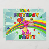 かわいい子供の恐竜の誕生会 招待状 (正面/裏面)