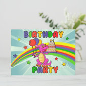 かわいい子供の恐竜の誕生会 招待状 (スタンド正面)