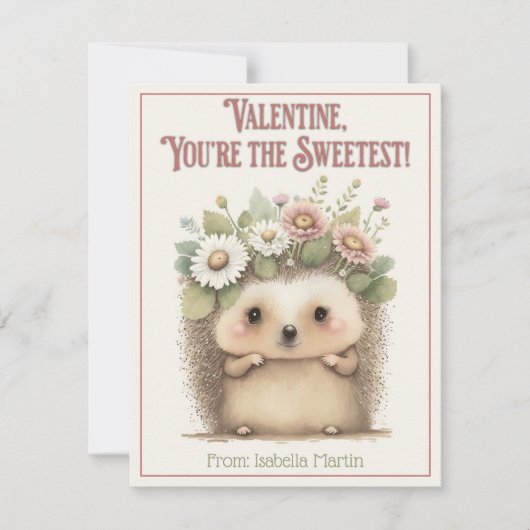 かわいい子供の教室バレンタインデーのスイートハリネズミ シーズンカード (正面)