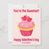 かわいい子供の教室バレンタインデーの甘いカップケーキ シーズンカード (正面)
