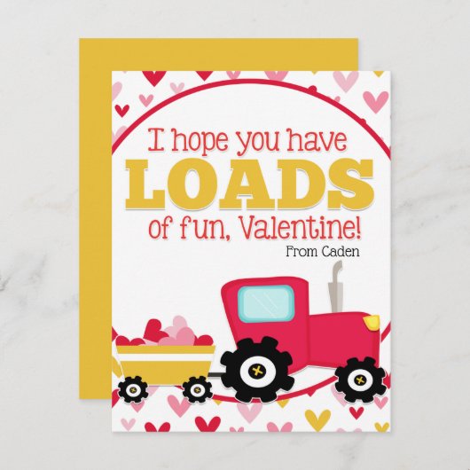 かわいい子供の教室バレンタインデートラクター シーズンカード (正面/裏面)