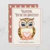 かわいい子供の教室バレンタインデー オウル シーズンカード (正面/裏面)