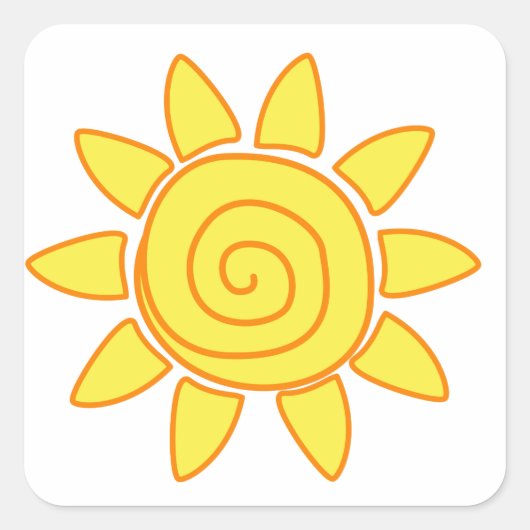 かわいい子供の日の出のイラスト スクエアシール (正面)