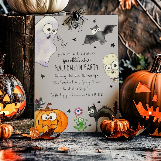 かわいい子供の楽しいハロウィン 招待状